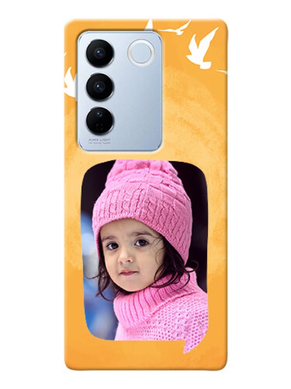 Custom Vivo V27 Pro 5G Phone Covers: Water Color Design with Bird Icons