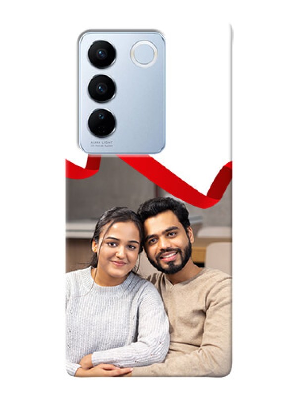 Custom Vivo V27 Pro 5G custom phone cases: Red Ribbon Frame Design