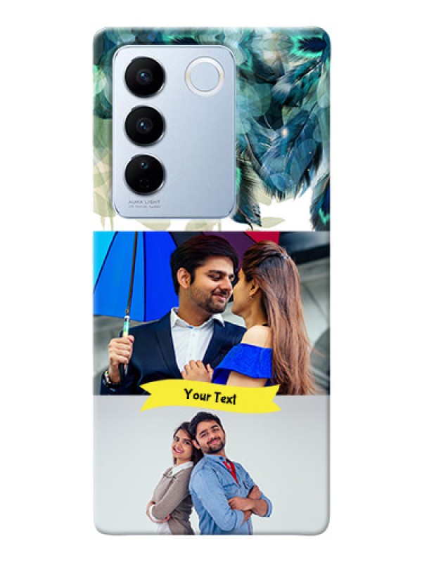 Custom Vivo V27 Pro 5G Phone Cases: Image with Boho Peacock Feather Design