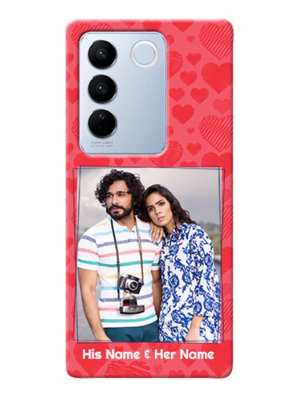 Custom Vivo V27 Pro 5G Mobile Back Covers: with Red Heart Symbols Design