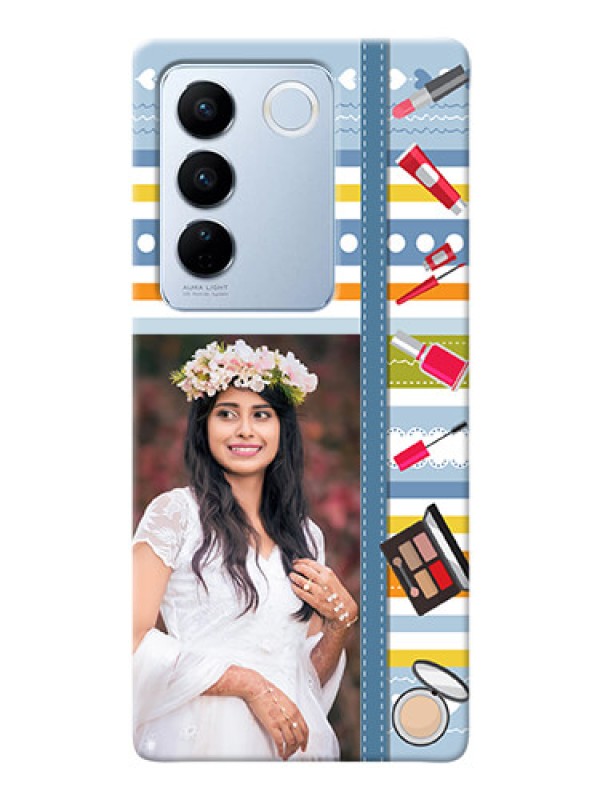 Custom Vivo V27 Pro 5G Personalized Mobile Cases: Makeup Icons Design