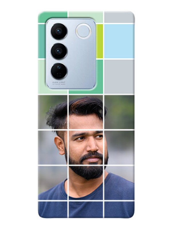 Custom Vivo V27 Pro 5G personalised phone covers with white box pattern 