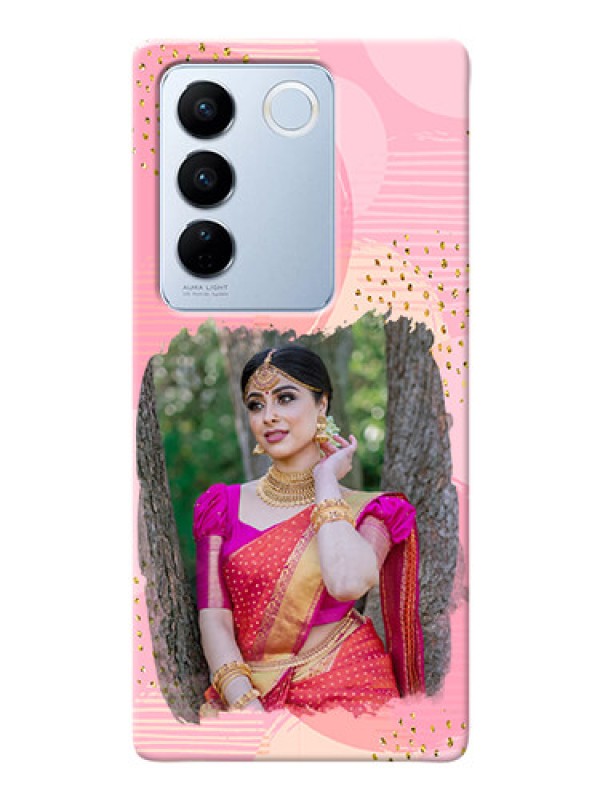 Custom Vivo V27 Pro 5G Phone Covers for Girls: Gold Glitter Splash Design