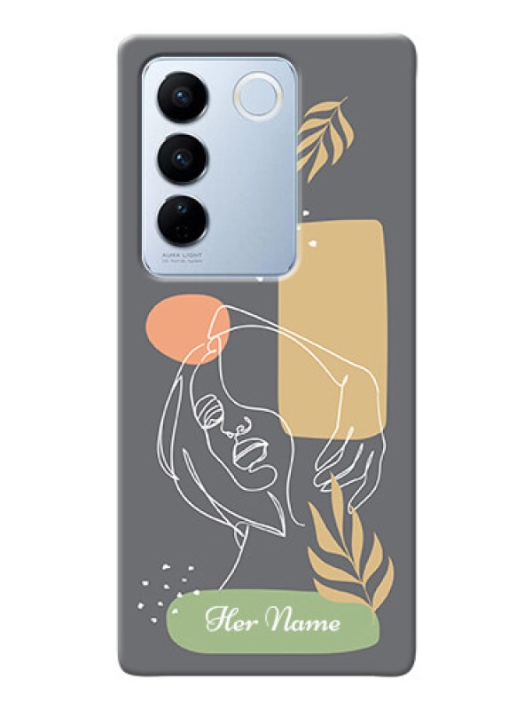 Custom Vivo V27 Pro 5G Phone Back Covers: Gazing Woman line art Design