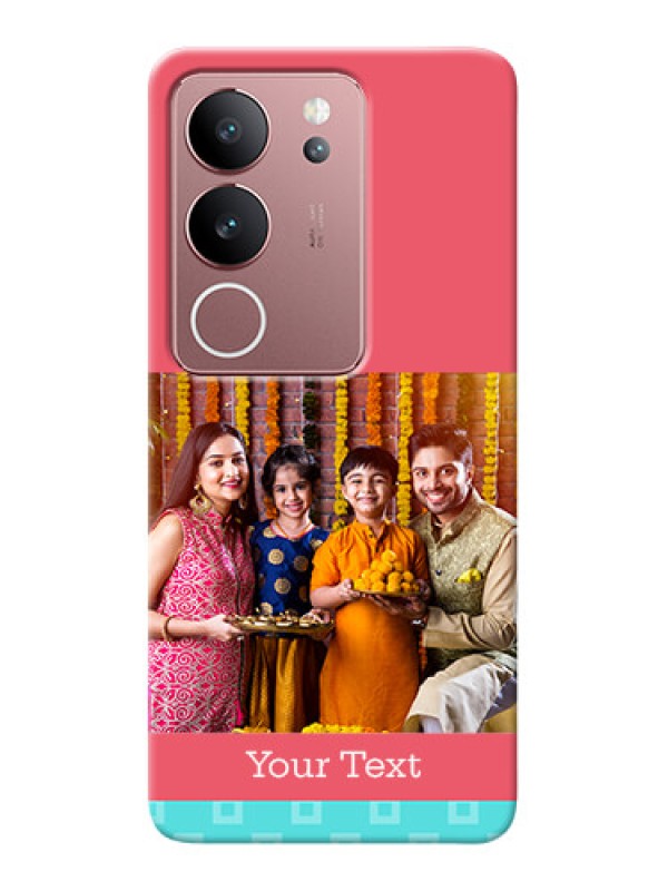 Custom Vivo V29 5G Mobile Back Covers: Peach & Blue Color Design