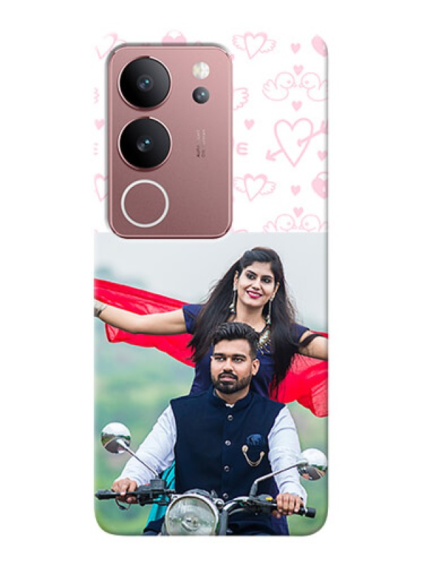 Custom Vivo V29 5G personalized phone covers: Pink Flying Heart Design