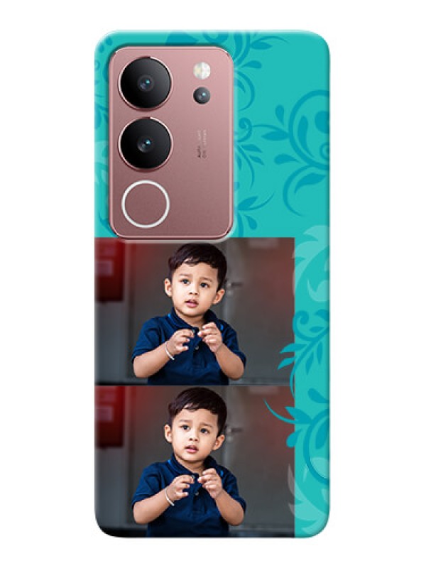 Custom Vivo V29 5G Mobile Cases with Photo and Green Floral Design