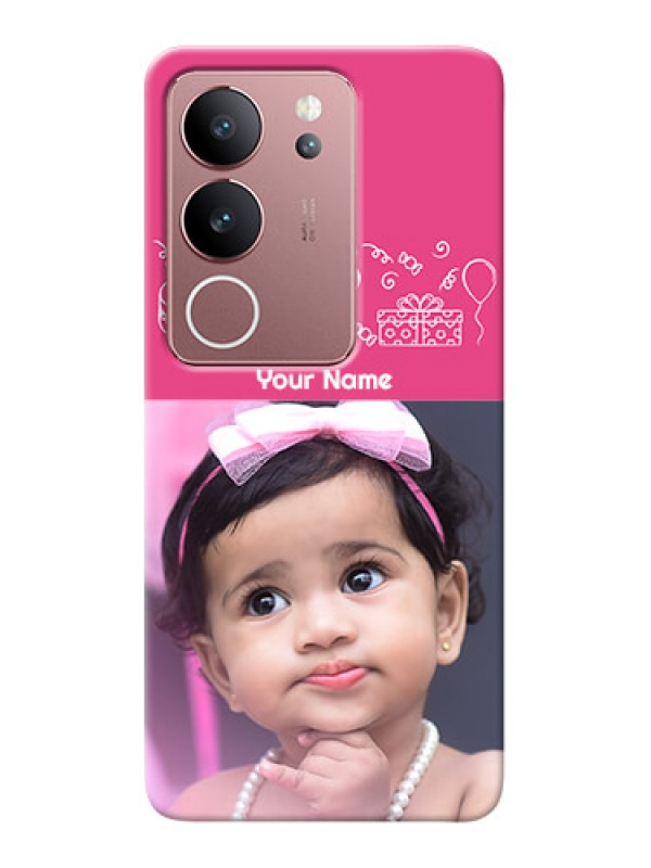 Custom Vivo V29 5G Custom Mobile Cover with Birthday Line Art Design