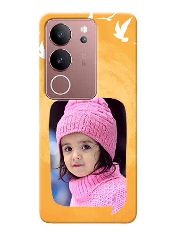 Custom Vivo V29 5G Phone Covers: Water Color Design with Bird Icons