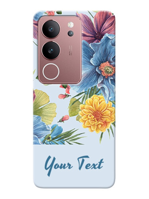 Custom Vivo V29 5G Custom Mobile Case with Stunning Watercolored Flowers Painting Design