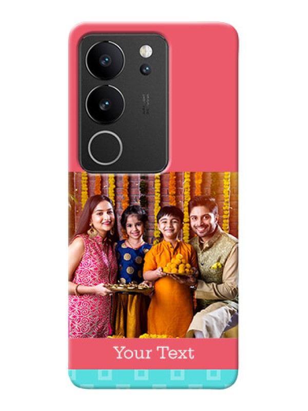 Custom Vivo V29 Pro 5G Mobile Back Covers: Peach & Blue Color Design