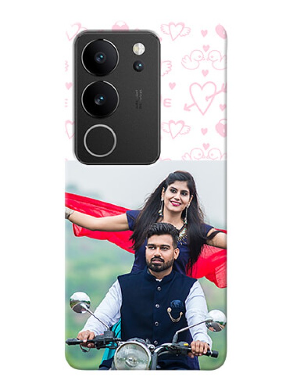 Custom Vivo V29 Pro 5G personalized phone covers: Pink Flying Heart Design