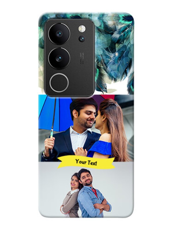 Custom Vivo V29 Pro 5G Phone Cases: Image with Boho Peacock Feather Design