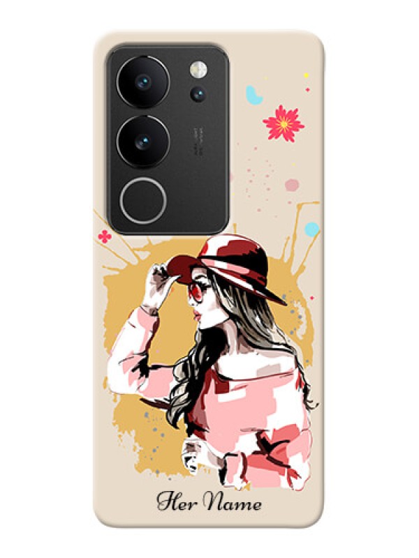 Custom Vivo V29 Pro 5G Photo Printing on Case with Women with pink hat Design