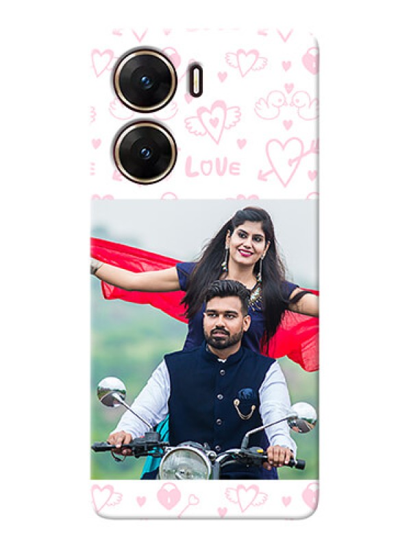 Custom Vivo V29e 5G personalized phone covers: Pink Flying Heart Design