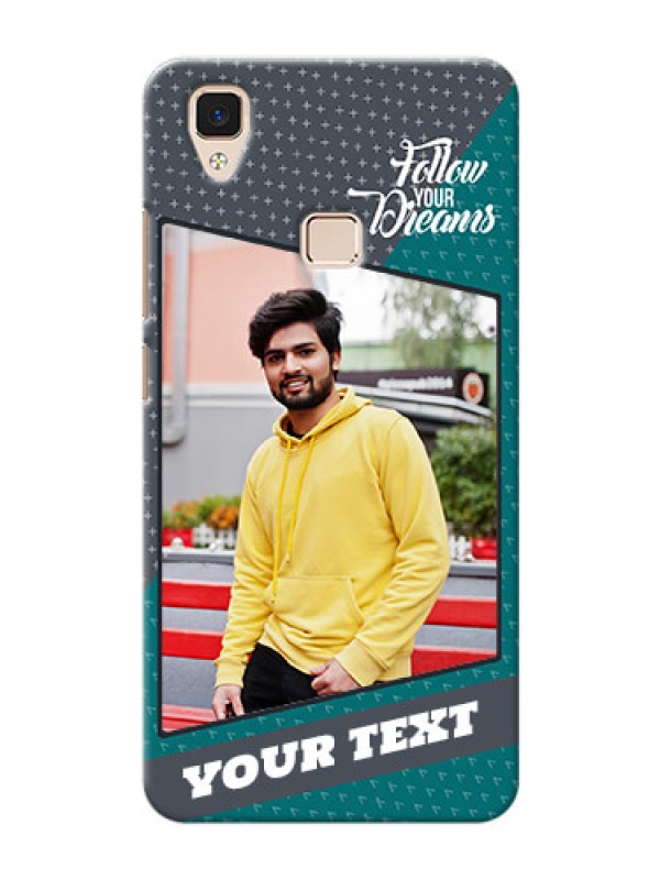 Custom Vivo V3 2 colour background with different patterns and dreams quote Design