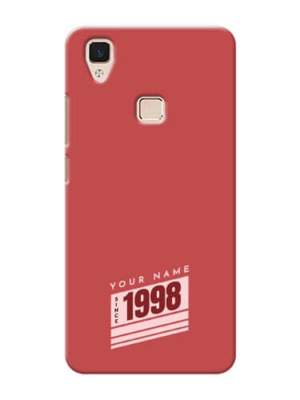 Custom Vivo V3 Phone Back Covers: Red custom year of birth Design