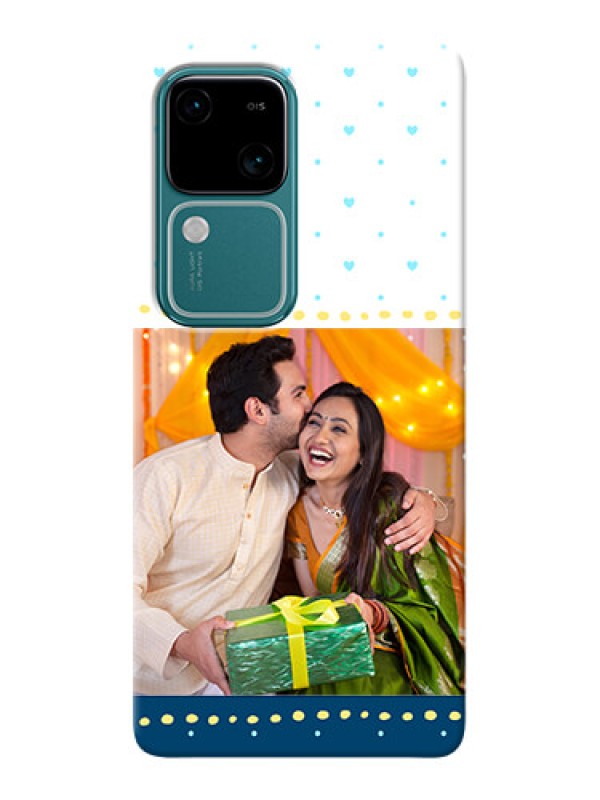 Custom Vivo V30 5G Phone Covers: White and Blue Abstract Design