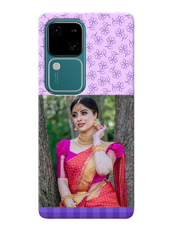 Custom Vivo V30 5G Mobile Cases: Purple Floral Design