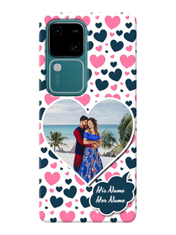 Custom Vivo V30 5G Mobile Covers Online: Pink & Blue Heart Design