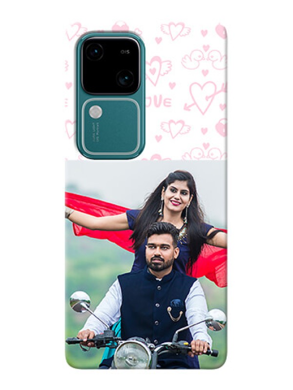 Custom Vivo V30 5G personalized phone covers: Pink Flying Heart Design