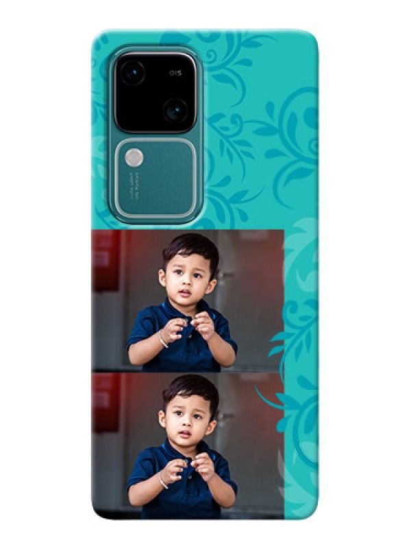 Custom Vivo V30 5G Mobile Cases with Photo and Green Floral Design