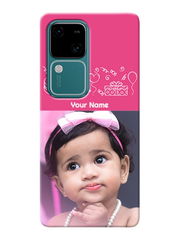 Custom Vivo V30 5G Custom Mobile Cover with Birthday Line Art Design