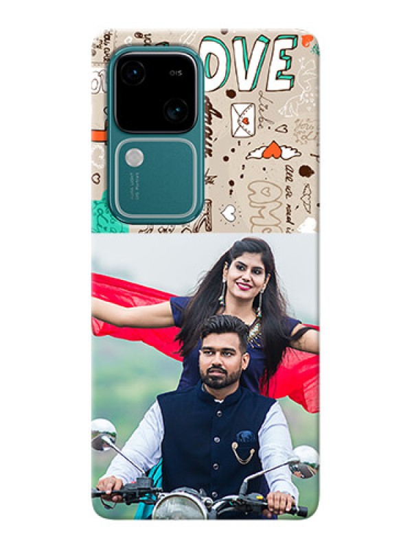 Custom Vivo V30 5G Personalised mobile covers: Love Doodle Pattern