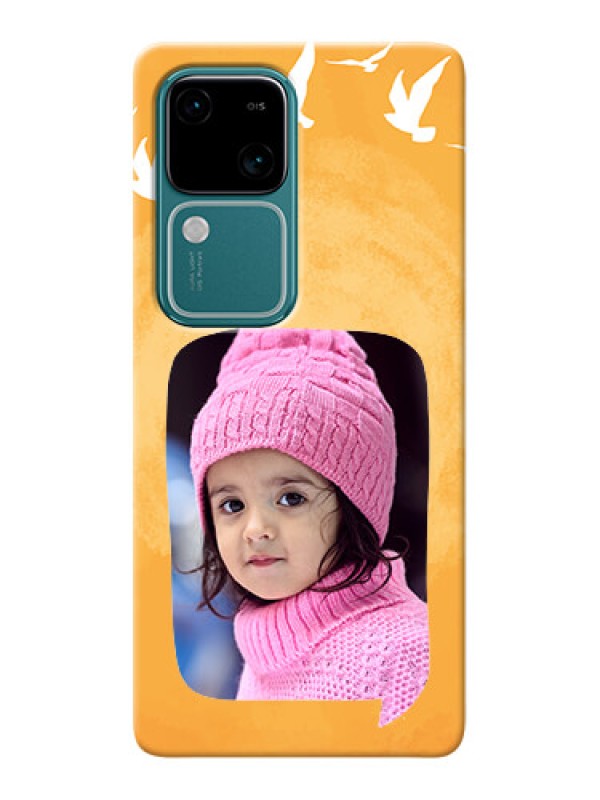 Custom Vivo V30 5G Phone Covers: Water Color Design with Bird Icons