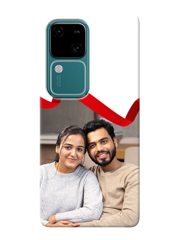 Custom Vivo V30 5G custom phone cases: Red Ribbon Frame Design