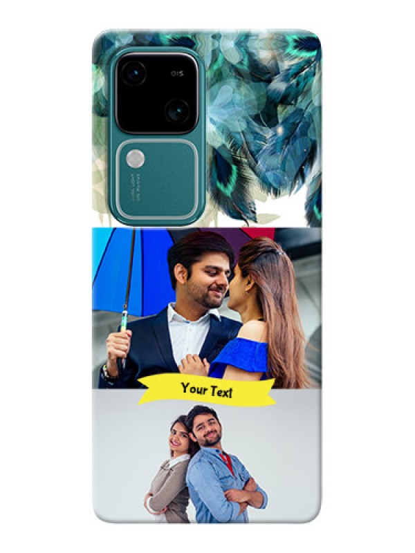 Custom Vivo V30 5G Phone Cases: Image with Boho Peacock Feather Design