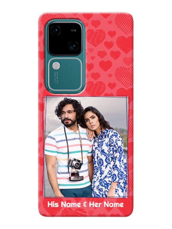Custom Vivo V30 5G Mobile Back Covers: with Red Heart Symbols Design