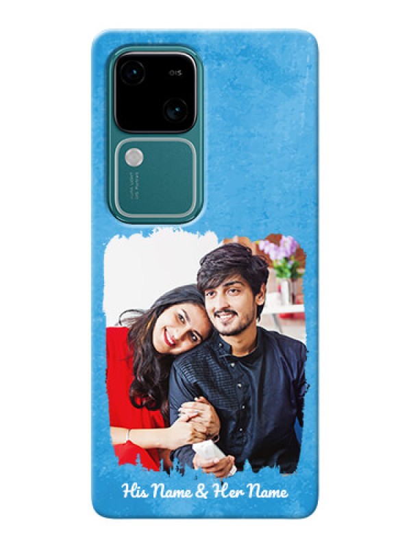 Custom Vivo V30 5G custom mobile cases: Blue Color Vintage Design