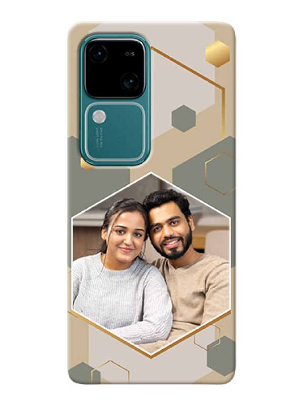 Custom Vivo V30 5G Photo Printing on Case with Stylish Hexagon Pattern Design