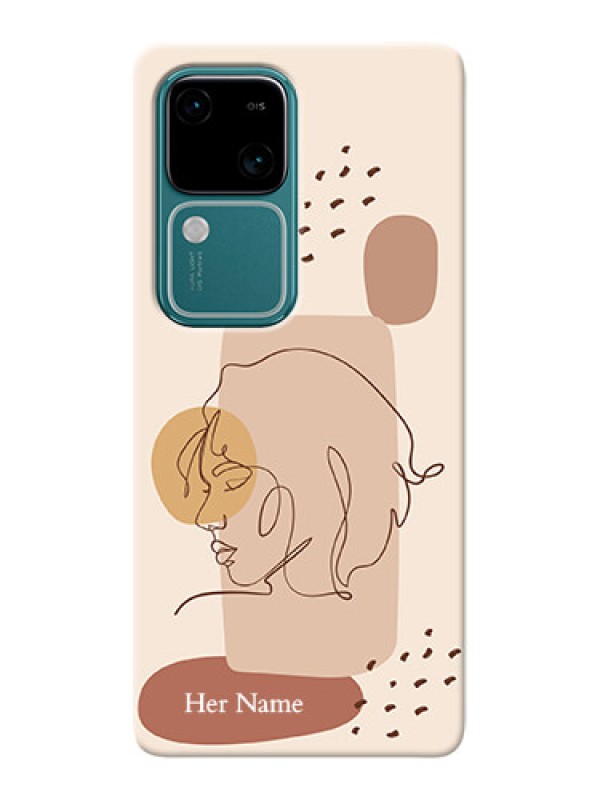 Custom Vivo V30 5G Photo Printing on Case with Calm Woman line art Design