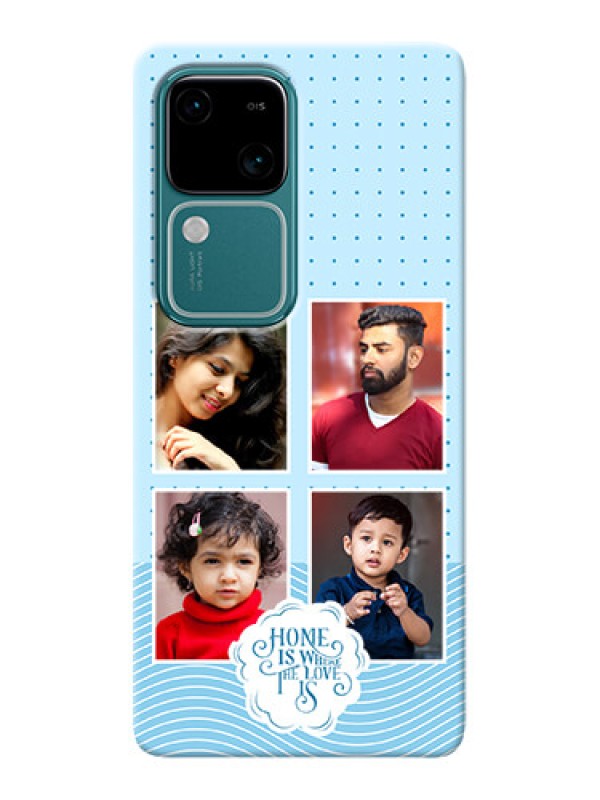 Custom Vivo V30 5G Custom Phone Case with Cute love quote with 4 pic upload Design