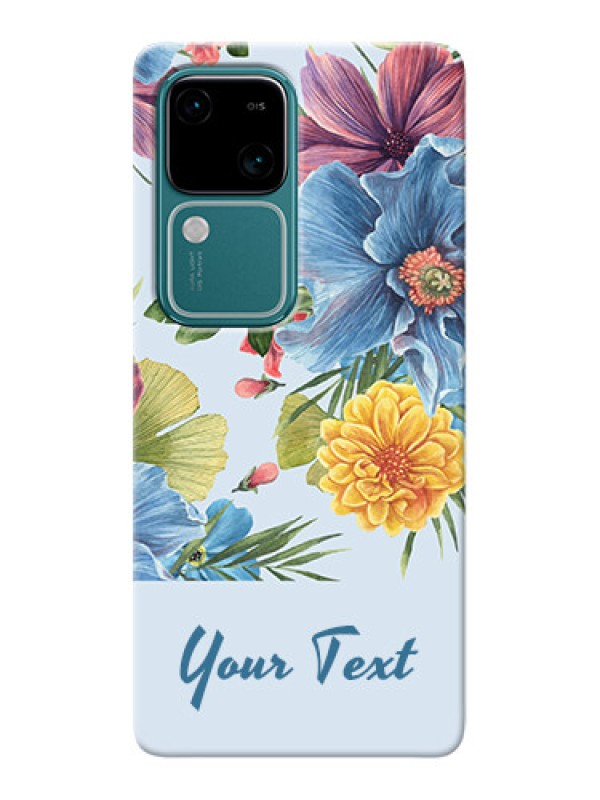 Custom Vivo V30 5G Custom Mobile Case with Stunning Watercolored Flowers Painting Design