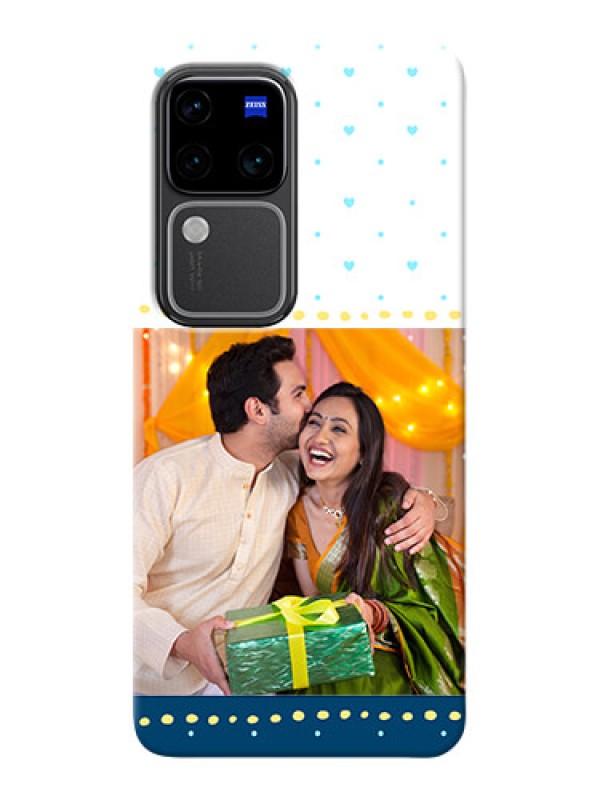 Custom Vivo V30 Pro 5G Phone Covers: White and Blue Abstract Design