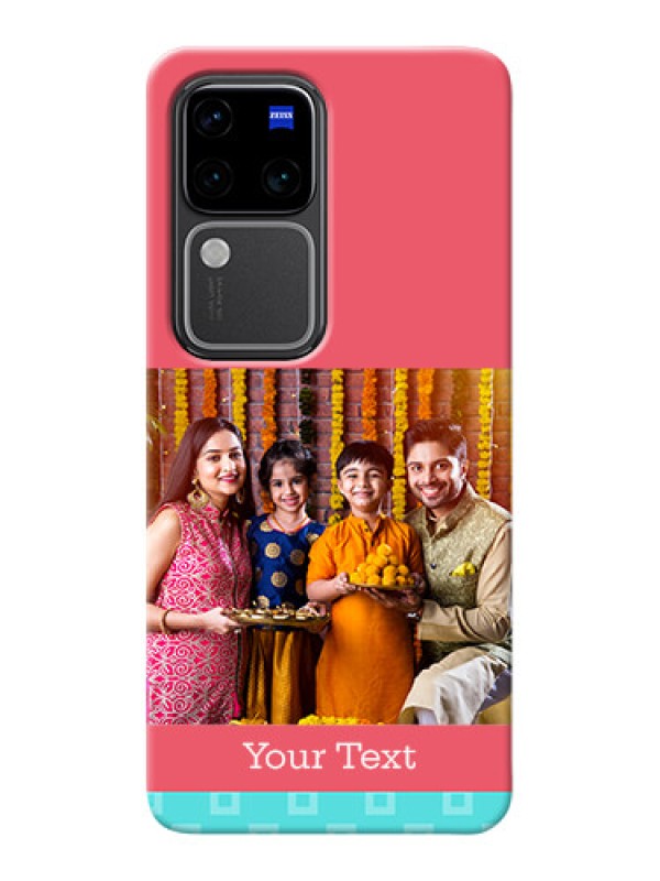 Custom Vivo V30 Pro 5G Mobile Back Covers: Peach & Blue Color Design