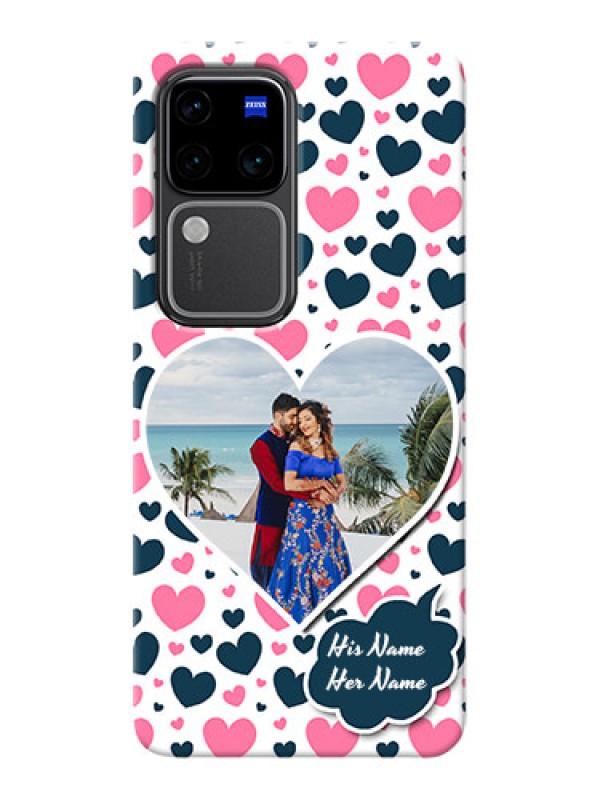 Custom Vivo V30 Pro 5G Mobile Covers Online: Pink & Blue Heart Design