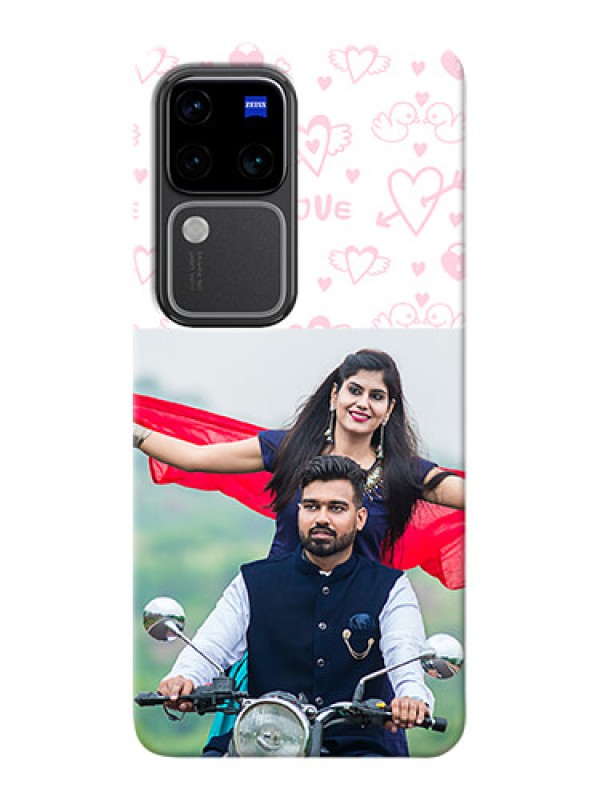 Custom Vivo V30 Pro 5G personalized phone covers: Pink Flying Heart Design