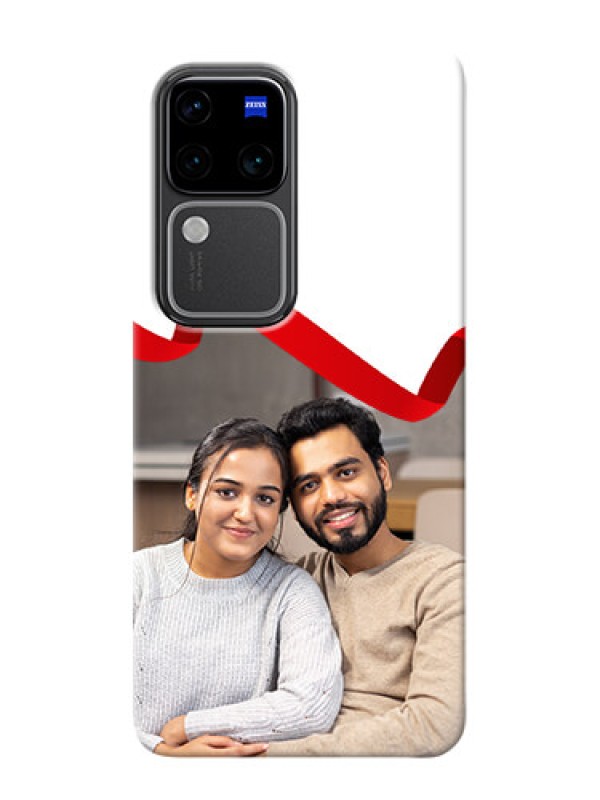 Custom Vivo V30 Pro 5G custom phone cases: Red Ribbon Frame Design