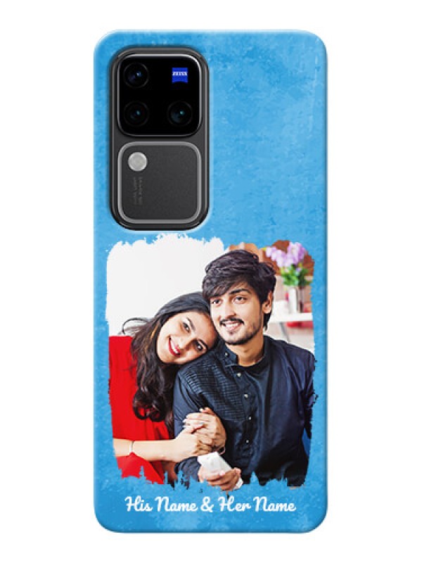 Custom Vivo V30 Pro 5G custom mobile cases: Blue Color Vintage Design