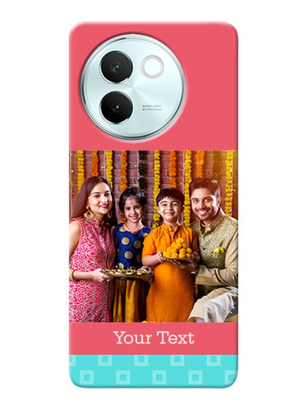 Custom Vivo V30E 5G Mobile Back Covers: Peach And Blue Color Design