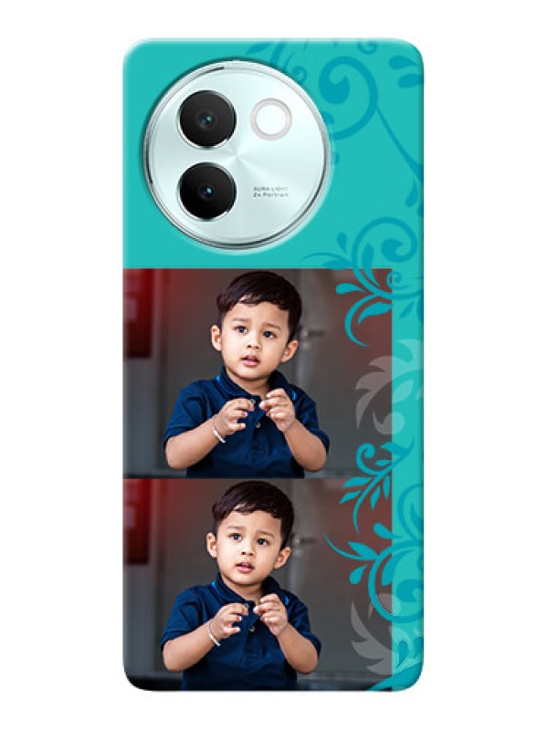 Custom Vivo V30E 5G Mobile Cases with Photo and Green Floral Design