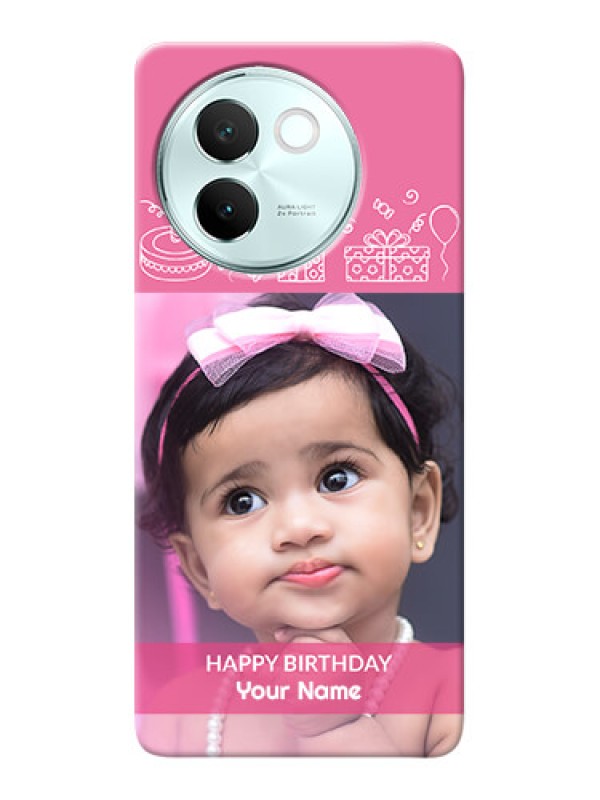 Custom Vivo V30E 5G Custom Mobile Cover with Birthday Line Art Design