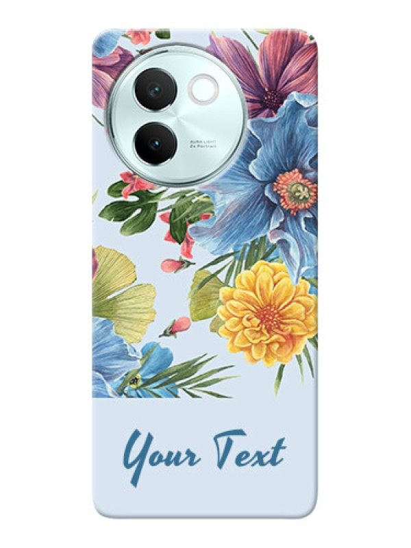 Custom Vivo V30E 5G Custom Mobile Case with Stunning Watercolored Flowers Painting Design