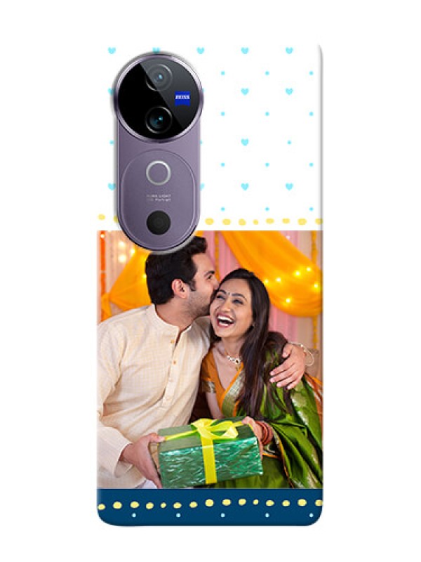 Custom Vivo V40 5G Phone Covers: White and Blue Abstract Design