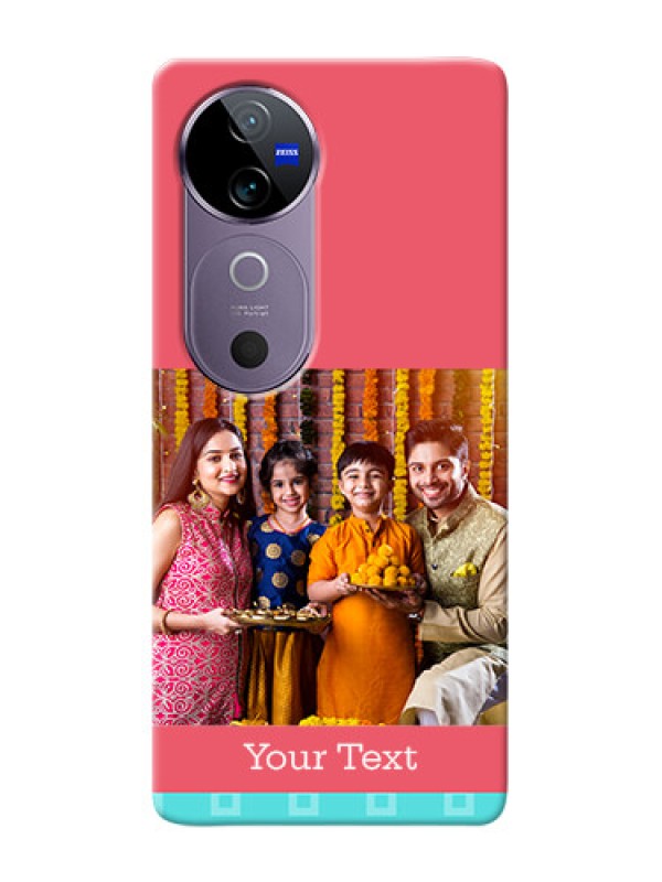 Custom Vivo V40 5G Mobile Back Covers: Peach And Blue Color Design