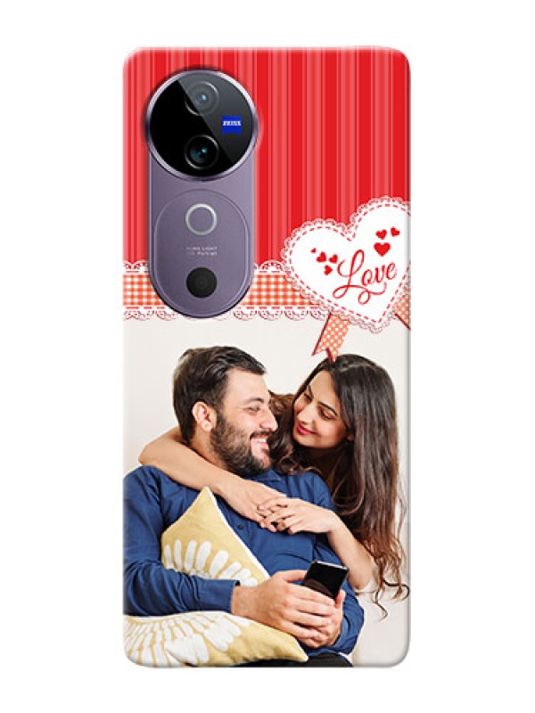 Custom Vivo V40 5G phone cases online: Red Love Pattern Design